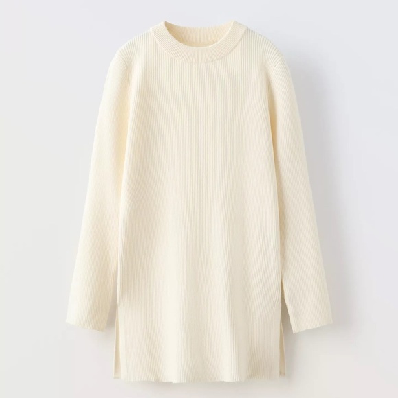 Zara Other - Zara Kids Cream Ribbed Knit Long Sweater Size 13/14y